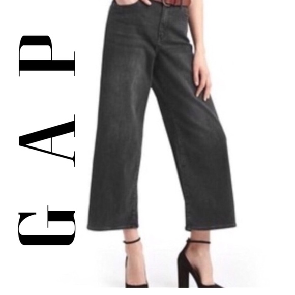 GAP Denim - Gap 1969 Wide Leg High Rise Black Ankle Jeans